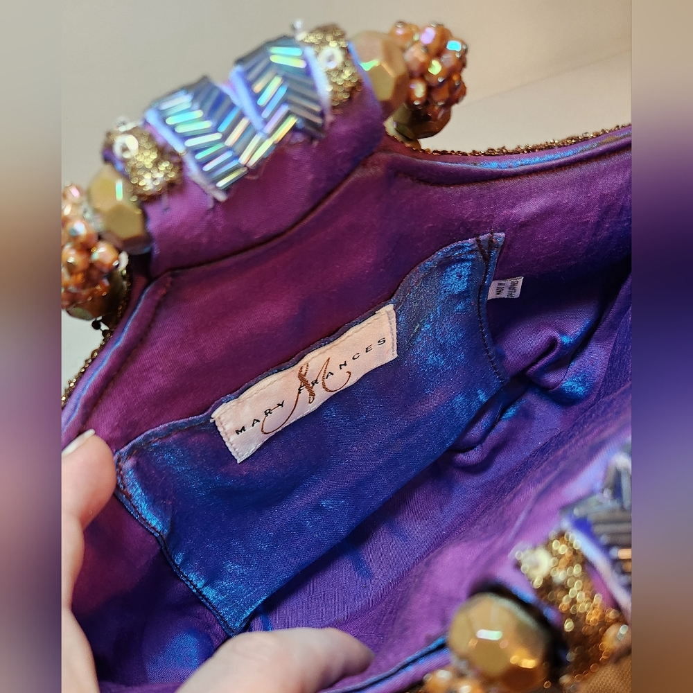 Mary Frances purple pink iridescent shimmer beaded bag - Picture 2 of 7